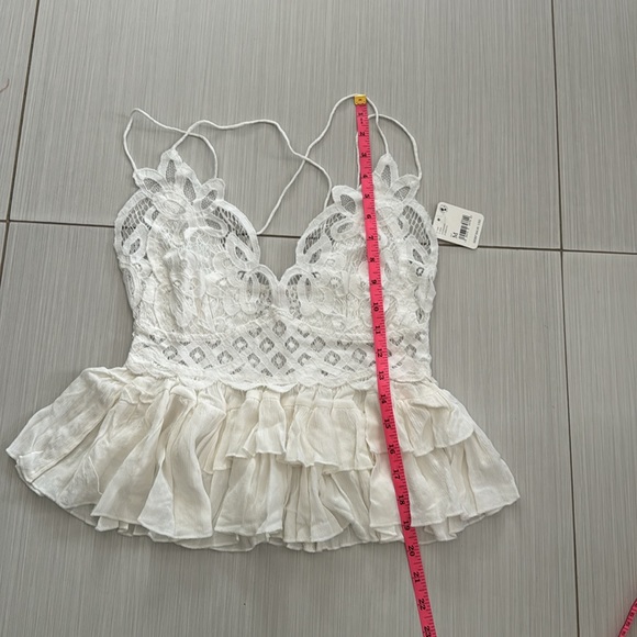 Free People NWT Adella Cami Lace Tank Ruffled Top with adjustable Straps. - Picture 12 of 14